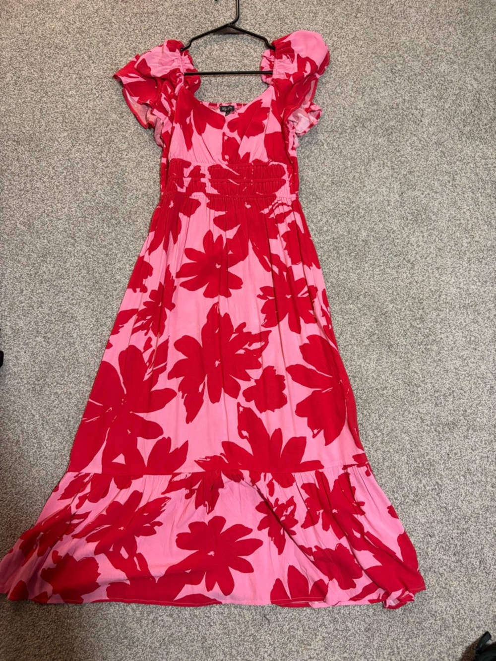 Lily Rose Pink and Red Floral Maxi Dress